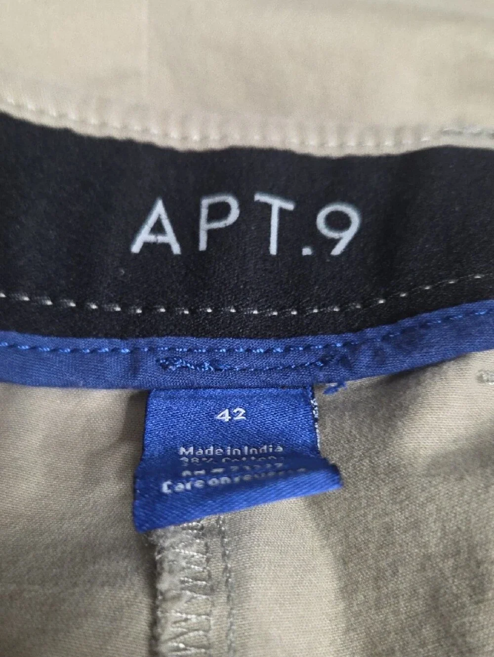 Apt. 9 Men's Size 42 Khaki Chino Shorts Stretch Cotton Beige Flat Front.